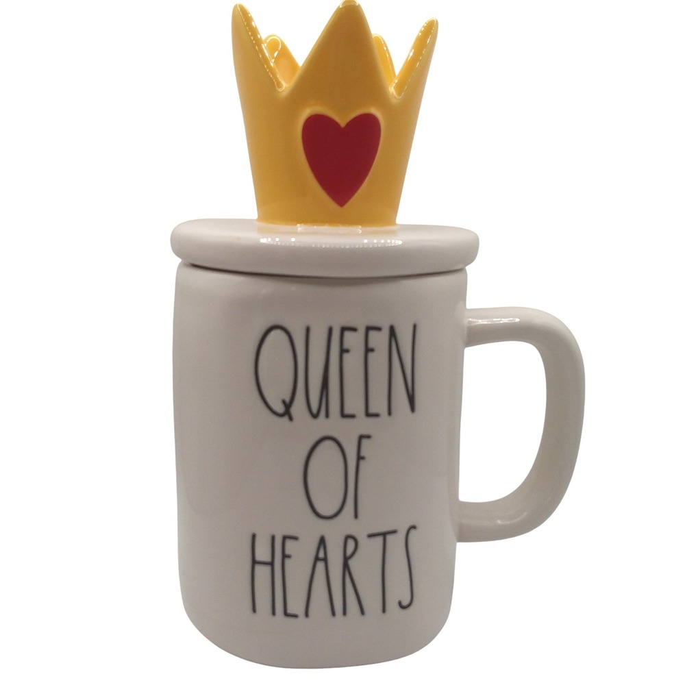 Rae Dunn Disney Queen of Hearts Mug With Crown Lid Artisan Collection Magenta‎